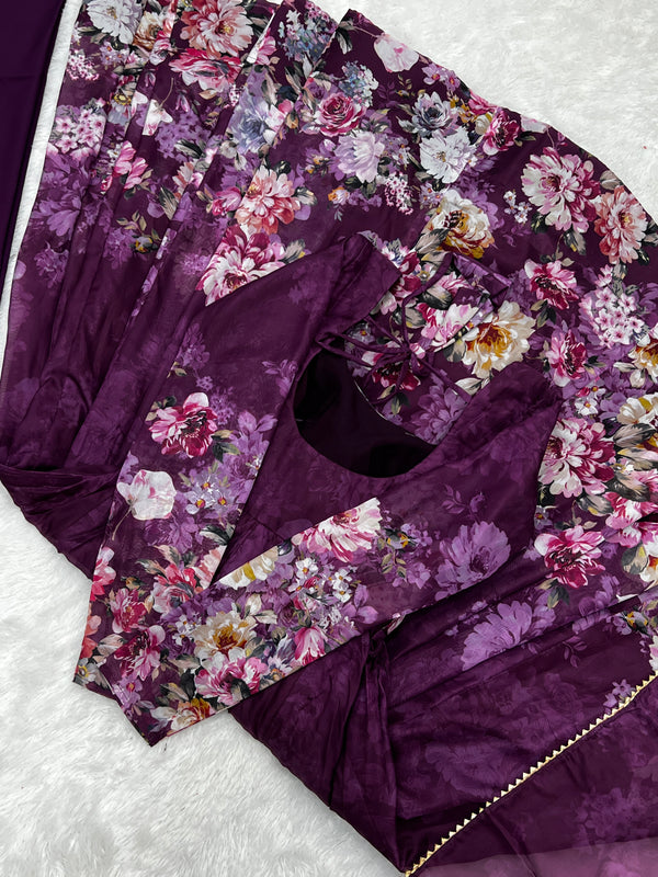 Elegant Wine Anarkali Silk Gown with Canvas Patta and Dupatta Set - Perfect for Festivities and Weddings ClothsVilla