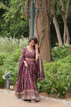 Load image into Gallery viewer, Elegant Wine Jacquard Lehenga Choli with Sequins Embroidery Clothsvilla