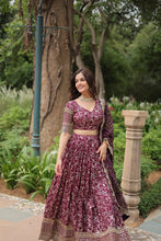 Load image into Gallery viewer, Elegant Wine Jacquard Lehenga Choli with Sequins Embroidery Clothsvilla