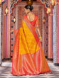 Load image into Gallery viewer, Yellow Elegant Banarasi Tissue Silk Saree with Zari Woven Design ClothsVilla