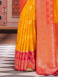 Load image into Gallery viewer, Yellow Elegant Banarasi Tissue Silk Saree with Zari Woven Design ClothsVilla
