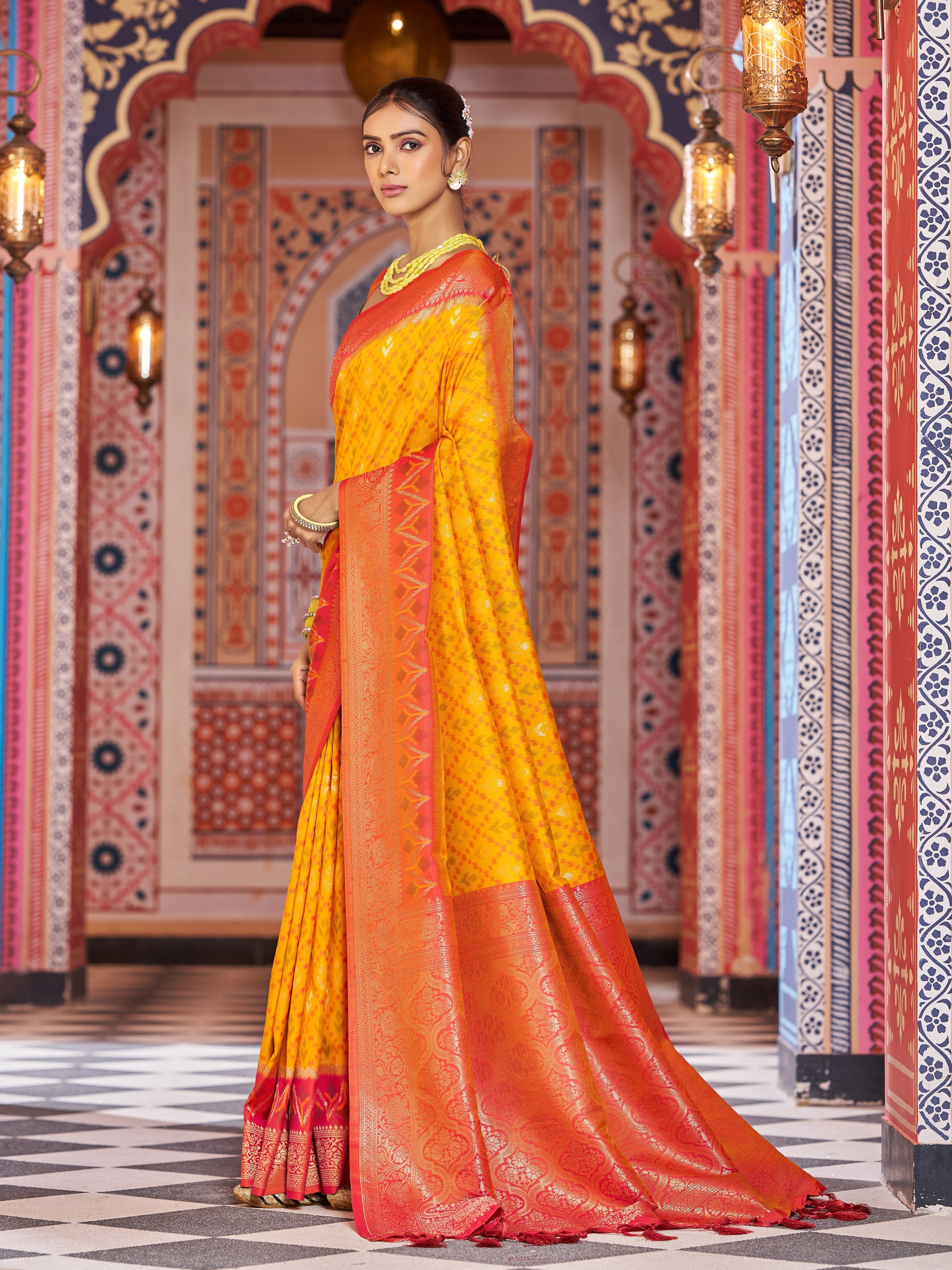 Yellow Elegant Banarasi Tissue Silk Saree with Zari Woven Design Secondary image