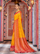 Load image into Gallery viewer, Yellow Elegant Banarasi Tissue Silk Saree with Zari Woven Design ClothsVilla