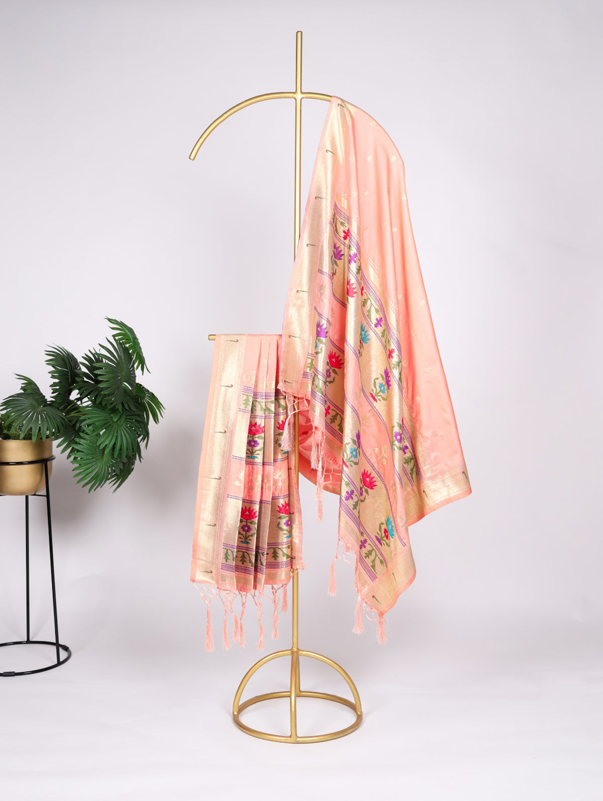 Embrace Cultural Elegance with a Peach Pathani Dupatta ClothsVilla Main image