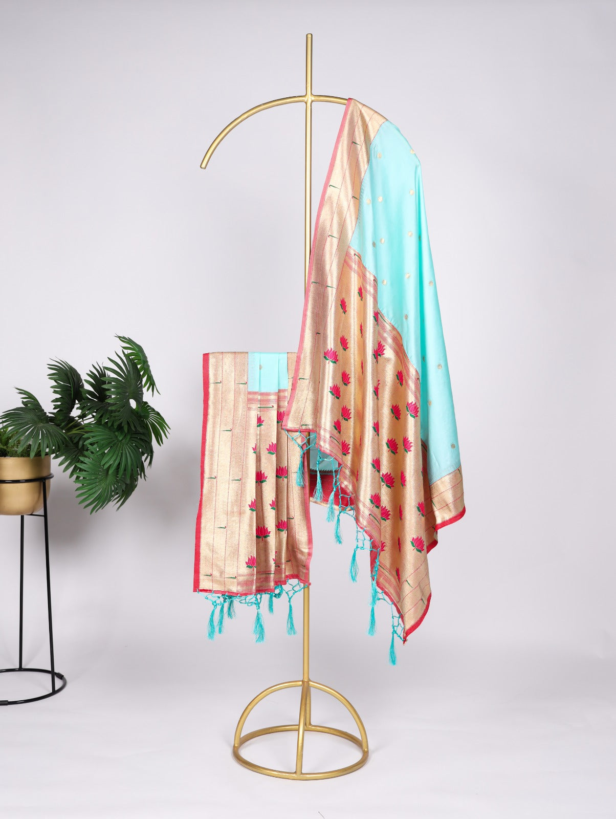 Embrace Cultural Elegance with a Sky Blue Pathani Dupatta ClothsVilla Main image