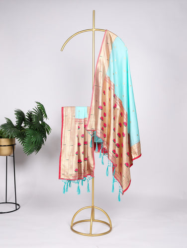 Embrace Cultural Elegance with a Sky Blue Pathani Dupatta ClothsVilla