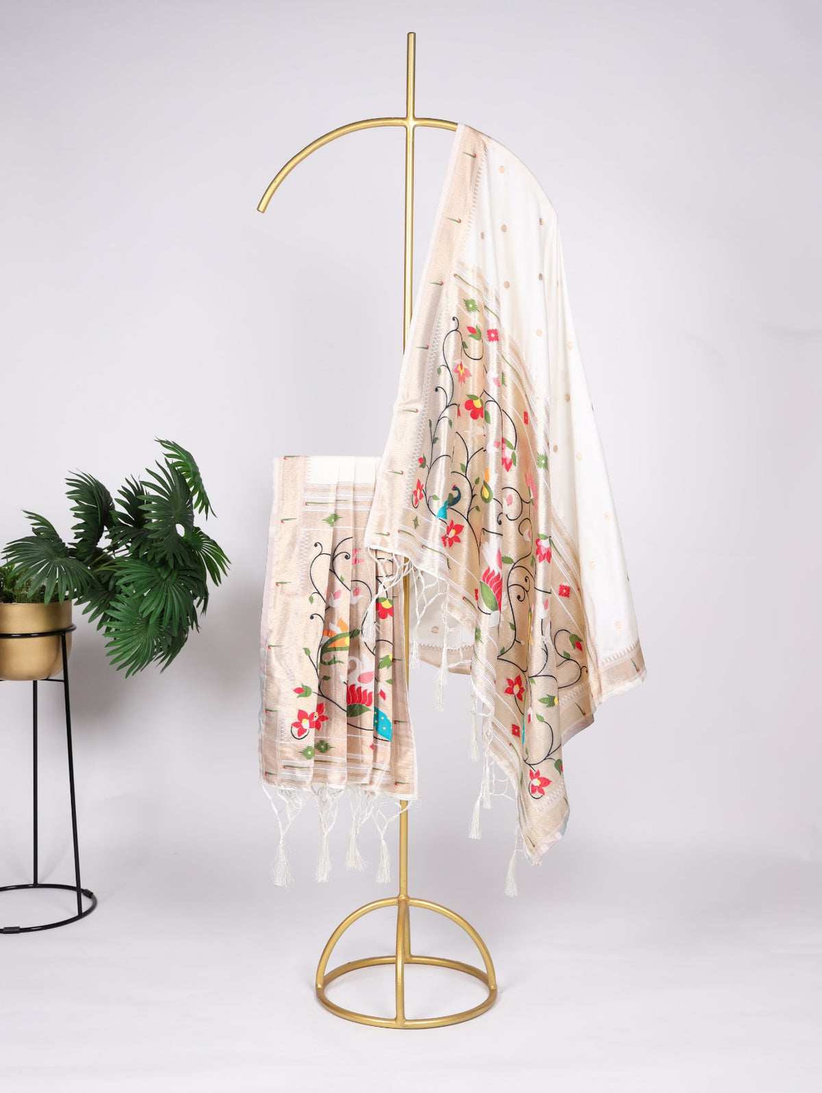 Embrace Cultural Elegance with a White Pathani Dupatta ClothsVilla Main image