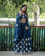 Load image into Gallery viewer, Embroidered Georgette Lehenga Choli Dupatta Set ClothsVilla