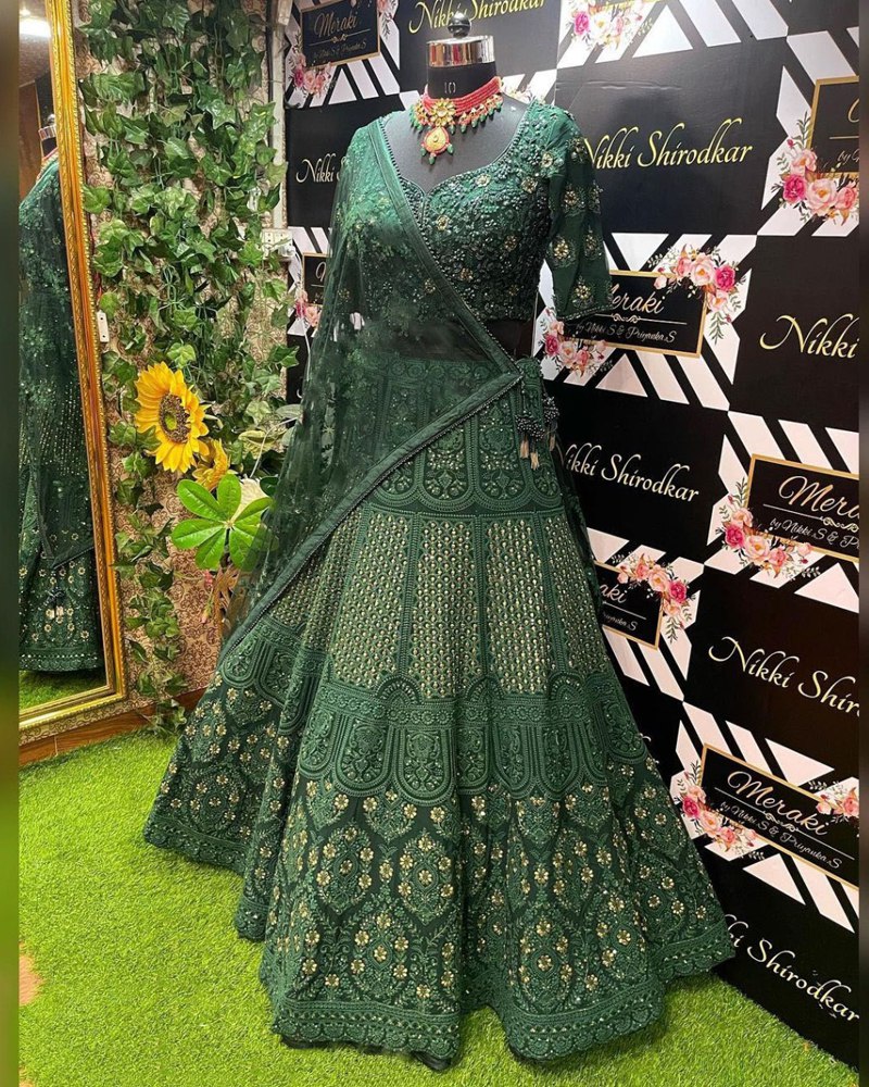 Embroidered Georgette Lehenga Choli Set with Net Dupatta ClothsVilla Main image