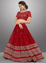 Load image into Gallery viewer, Embroidered Georgette Lehenga Set with Net Dupatta and Banglori Silk Blouse ClothsVilla