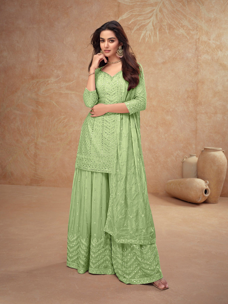 Embroidered Kurta Palazzo Set ClothsVilla