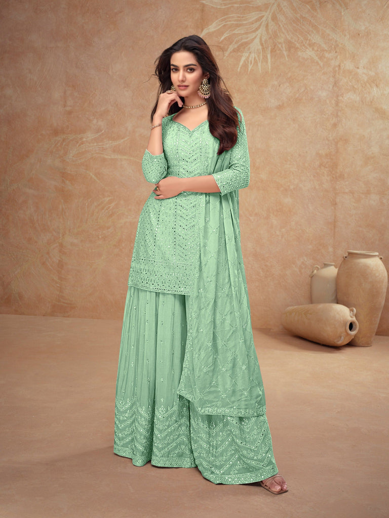 Embroidered Kurta Palazzo Set ClothsVilla