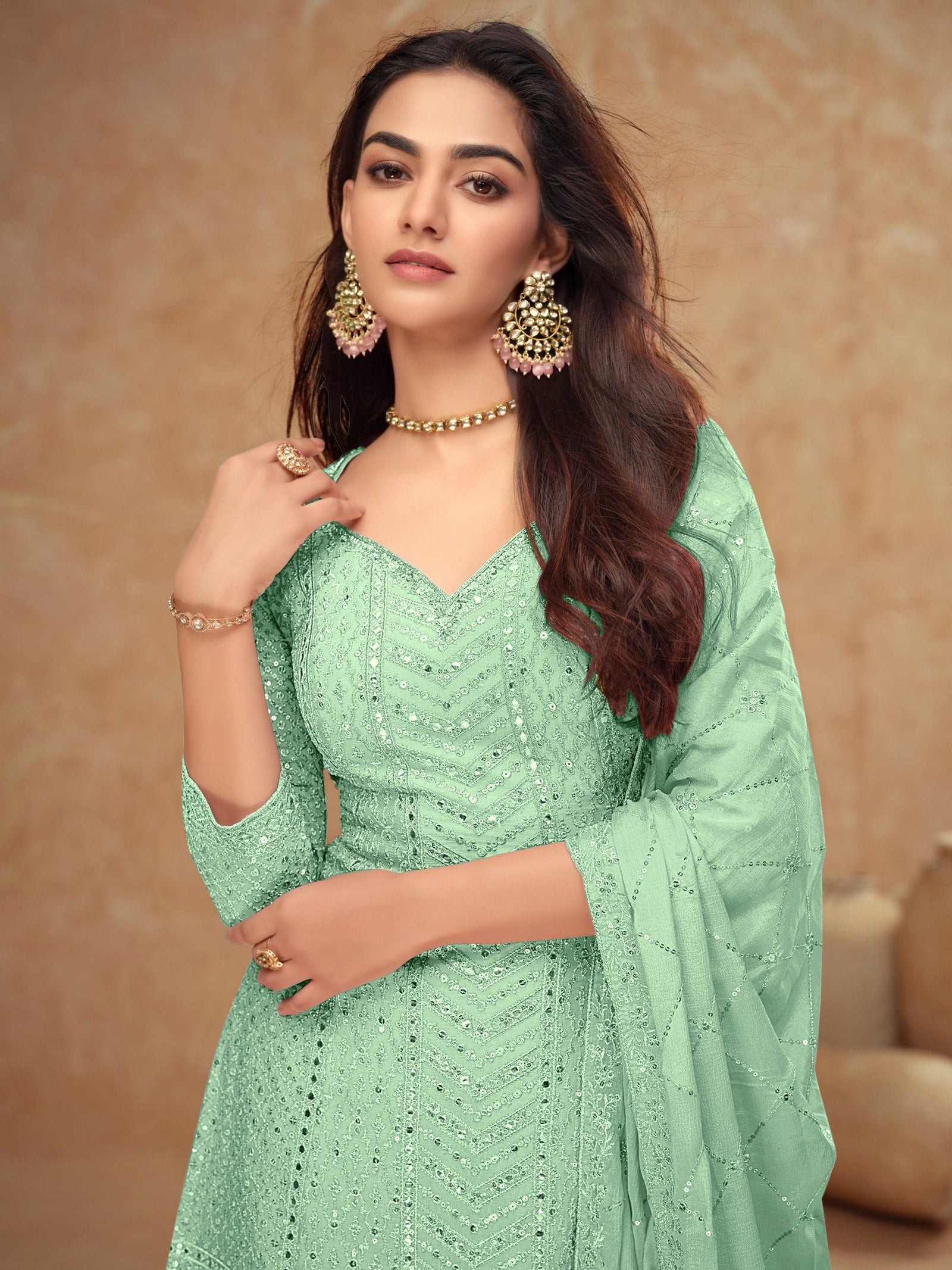 Embroidered Kurta Palazzo Set ClothsVilla