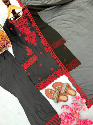 Embroidered Rayon Kurti Palazzo Set ClothsVilla