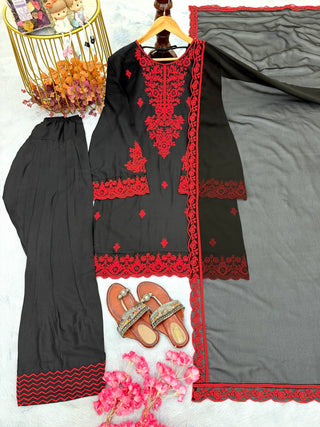 Embroidered Rayon Kurti Palazzo Set ClothsVilla