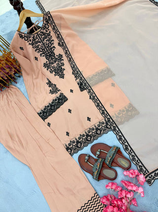 Embroidered Rayon Kurti Palazzo Set ClothsVilla