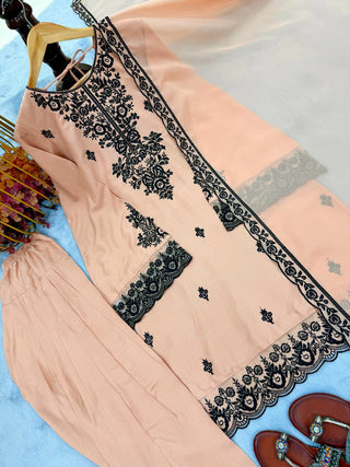 Embroidered Rayon Kurti Palazzo Set ClothsVilla