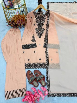 Embroidered Rayon Kurti Palazzo Set ClothsVilla