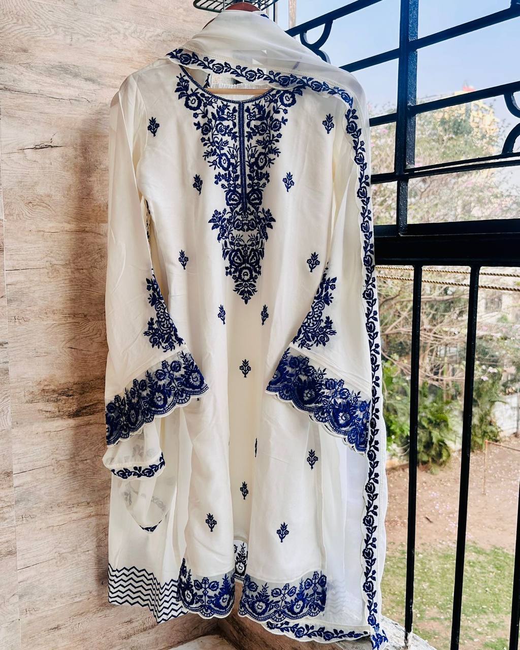 Embroidered Rayon Kurti Palazzo Set ClothsVilla