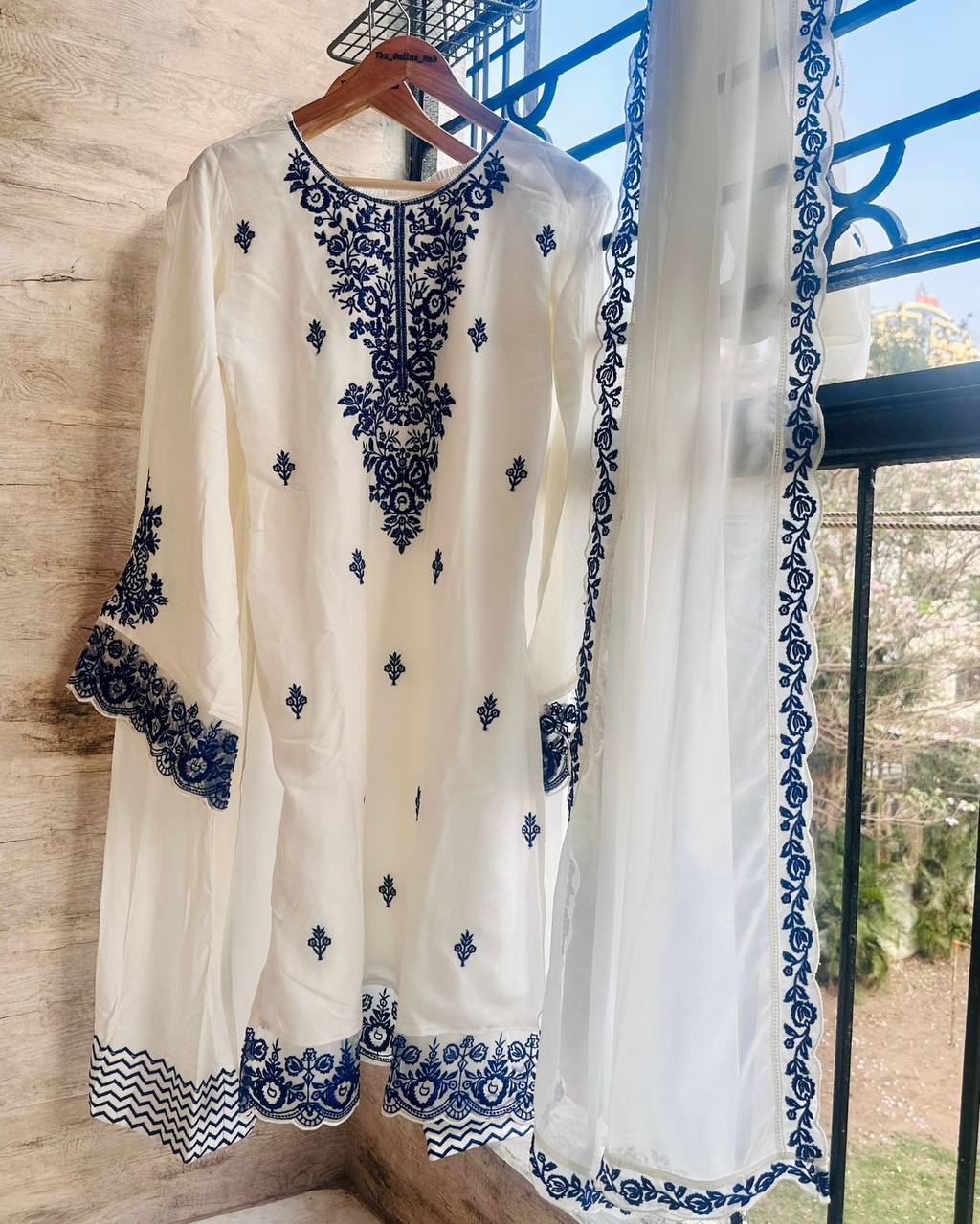Embroidered Rayon Kurti Palazzo Set ClothsVilla