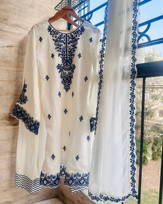 Embroidered Rayon Kurti Palazzo Set ClothsVilla