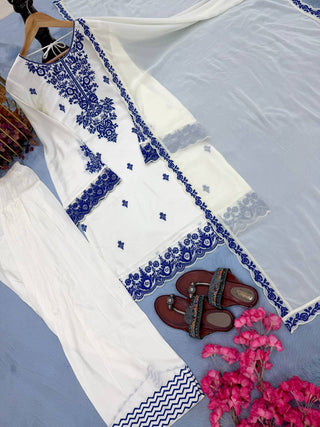 Embroidered Rayon Kurti Palazzo Set ClothsVilla