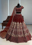 Embroidered Taffeta Lehenga Fabric Set with Dori Work & Sequins ClothsVilla