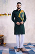 Load image into Gallery viewer, Embroidered with Real Mirror Work Green Color Men's Kurta Clothsvilla