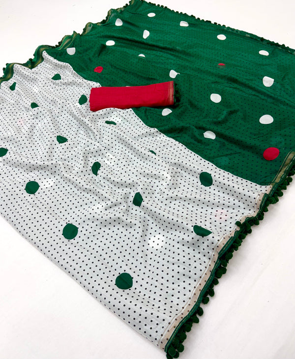 Emerald Breeze Green Mul Cotton Saree ClothsVilla