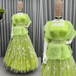 Load image into Gallery viewer, Enchanted Light Green Soft Net Embroidered Designer Lehenga ClothsVilla