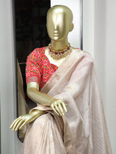 Load image into Gallery viewer, Enchanting Cream Khadi Organza Saree with Two Exquisite Blouse Options ClothsVilla