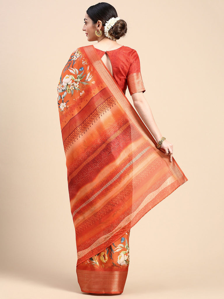 Enchanting Orange Dola Silk Saree - Perfect for the Wedding Season ClothsVilla