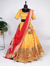 Load image into Gallery viewer, Enchanting Paithani Yellow Lehenga Choli - Zari Weaving &amp; Jacquard Silk ClothsVilla