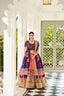 Enchanting Peach Dola Silk Lehenga Choli with Kalamkari Print ClothsVilla