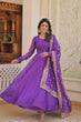 Load image into Gallery viewer, Enchanting Purple Russian Silk Gown-Dupatta Set with Exquisite Sequined Embroidery and Lace Border ClothsVilla