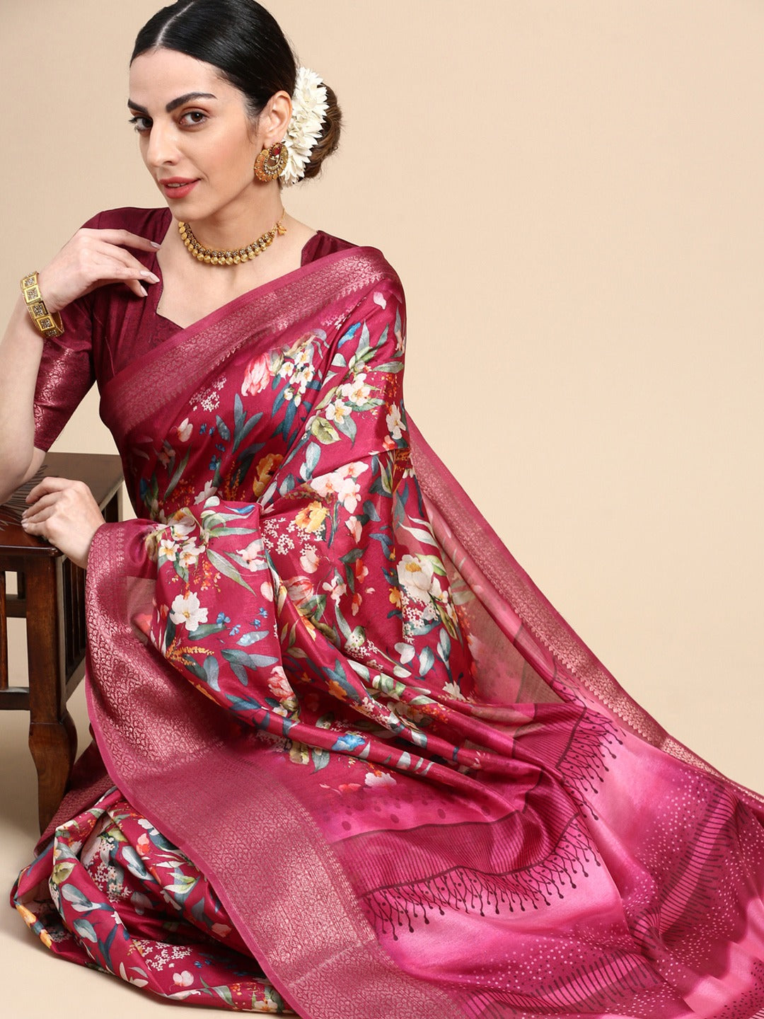Enchanting Wine Dola Silk Saree - Perfect for the Wedding Season ClothsVilla