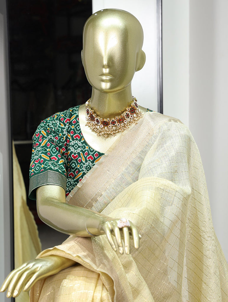 Enchanting Yellow Khadi Organza Saree with Two Exquisite Blouse Options ClothsVilla