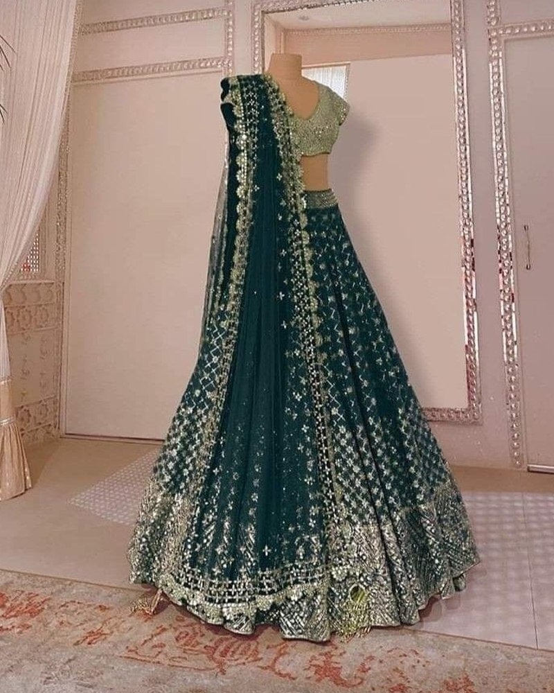 Enthralling Faux Georgette Lehenga Choli Set with Jari, Sequence & Paper Mirror Work ClothsVilla Main image