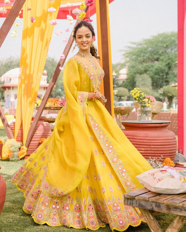 Enthralling Georgette Lehenga Choli Set with Mirror Embroidery ClothsVilla