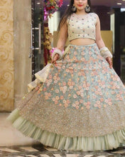 Load image into Gallery viewer, Enthralling Net Lehenga with Sequin Dupatta ClothsVilla