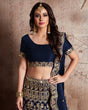 Load image into Gallery viewer, Enthralling Velvet Silk Blue Lehenga Choli Set with Jari-Dori Embroidery (Copy) ClothsVilla