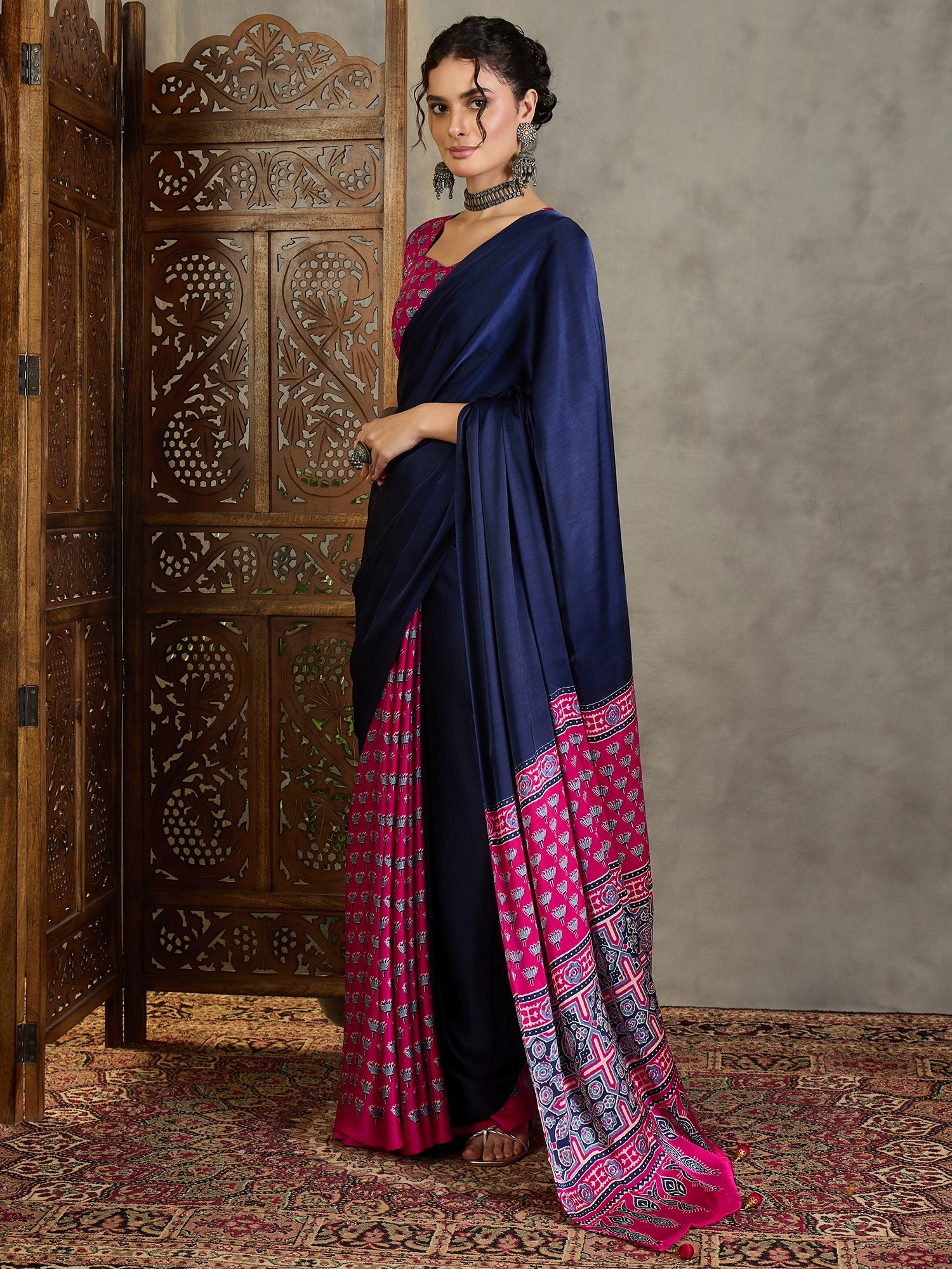 Eshanya Stylish Semi Modal Saree for Party & Festive Wear ClothsVilla