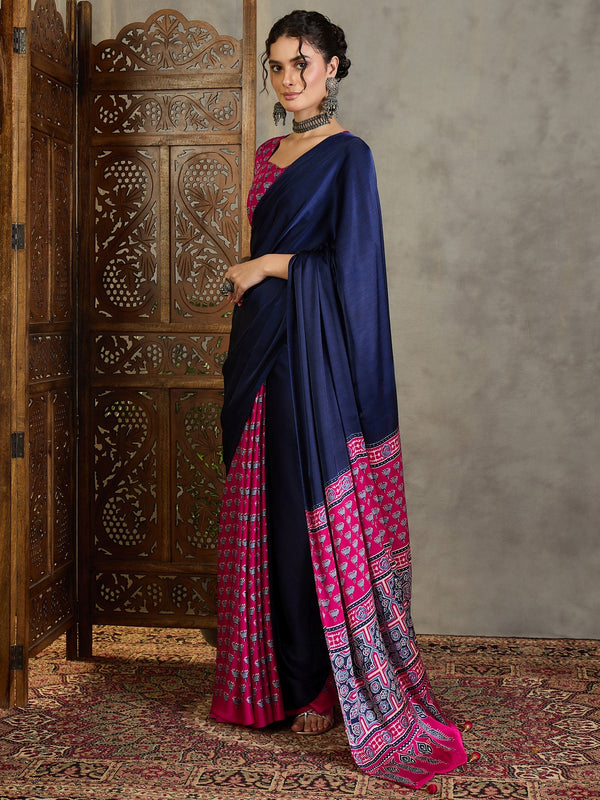 Eshanya Stylish Semi Modal Saree for Party & Festive Wear ClothsVilla
