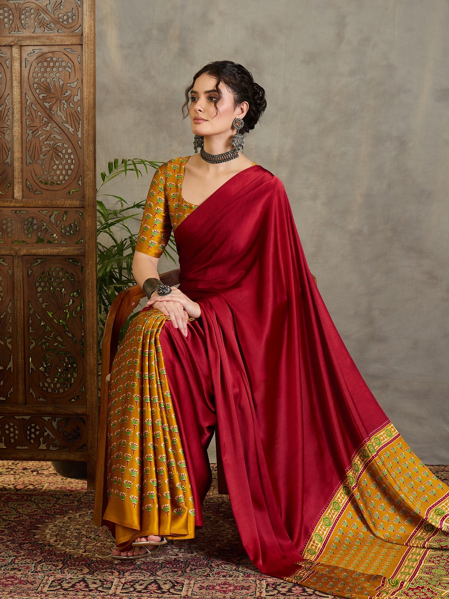 Eshanya Stylish Semi Modal Saree for Party & Festive Wear ClothsVilla