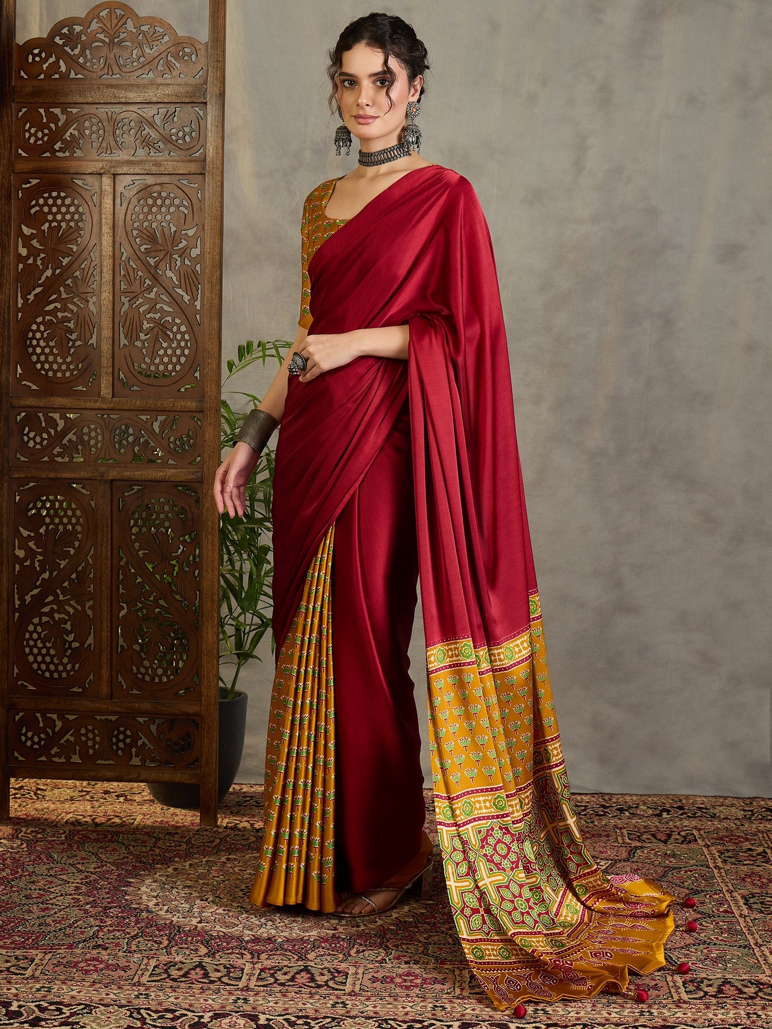 Eshanya Stylish Semi Modal Saree for Party & Festive Wear ClothsVilla