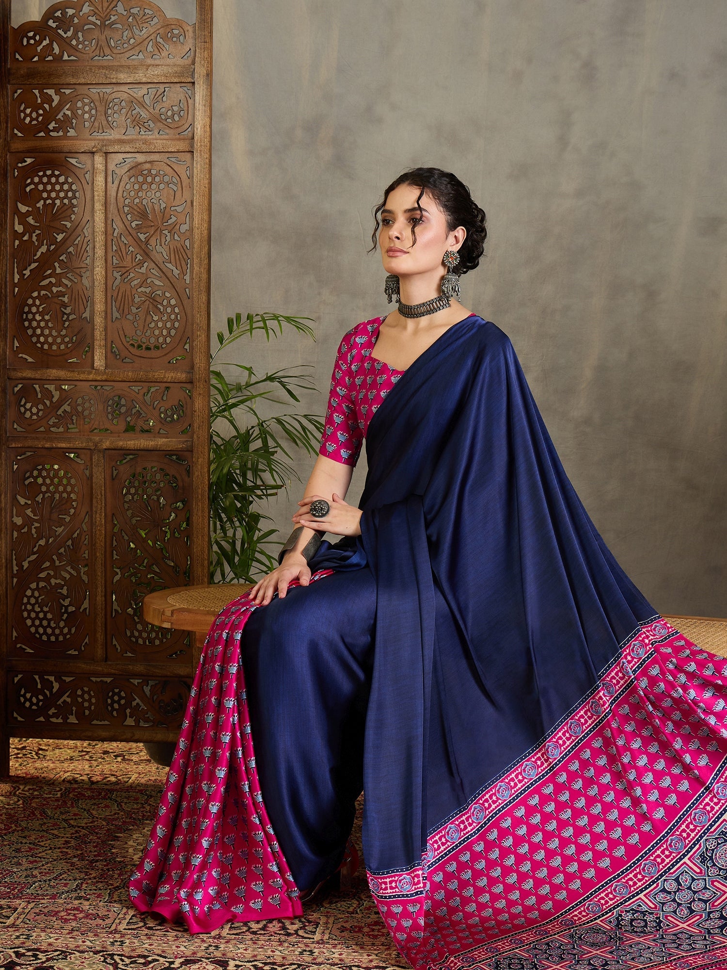 Eshanya Stylish Semi Modal Saree for Party & Festive Wear ClothsVilla