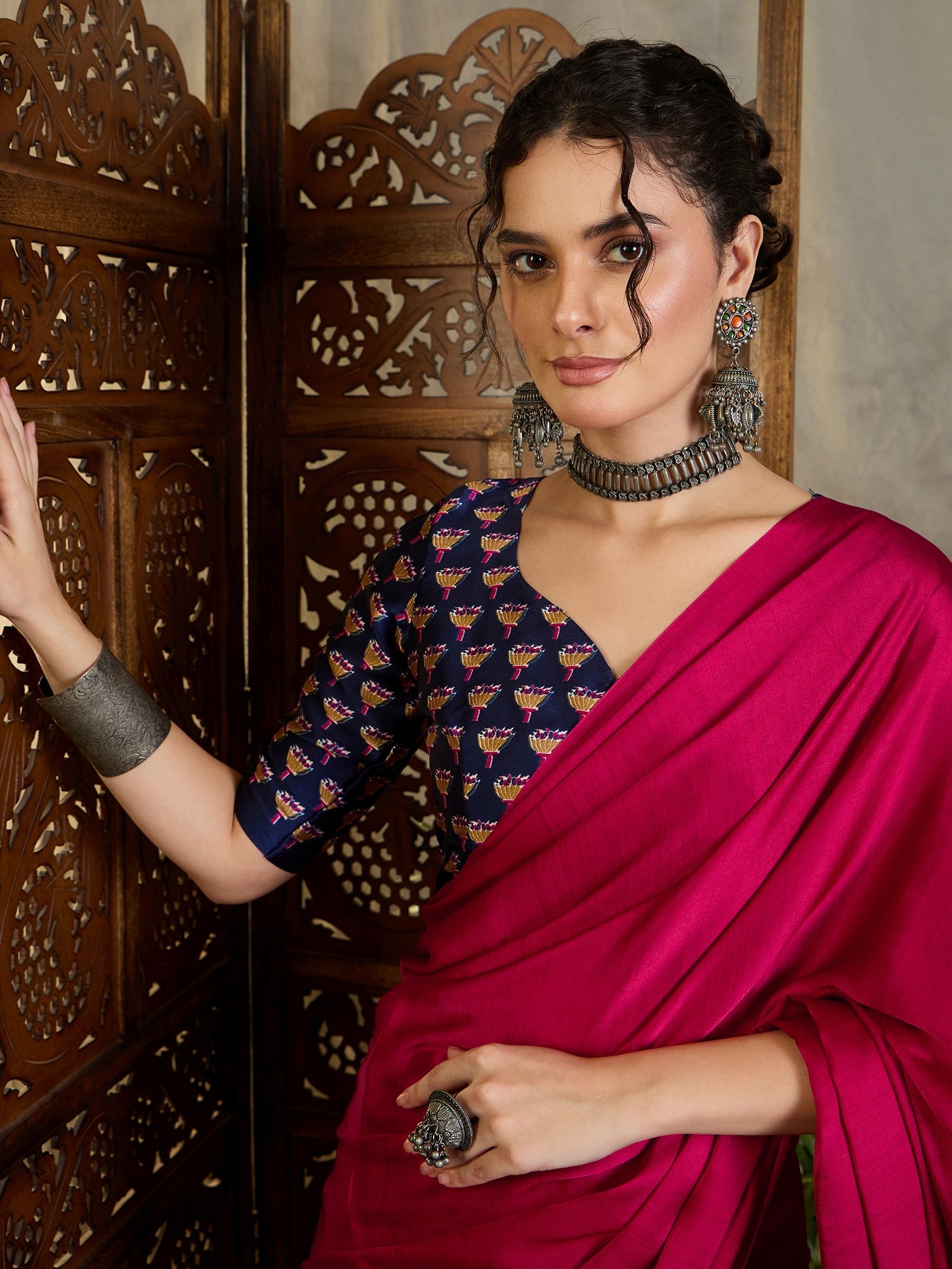 Eshanya Stylish Semi Modal Saree for Party & Festive Wear ClothsVilla