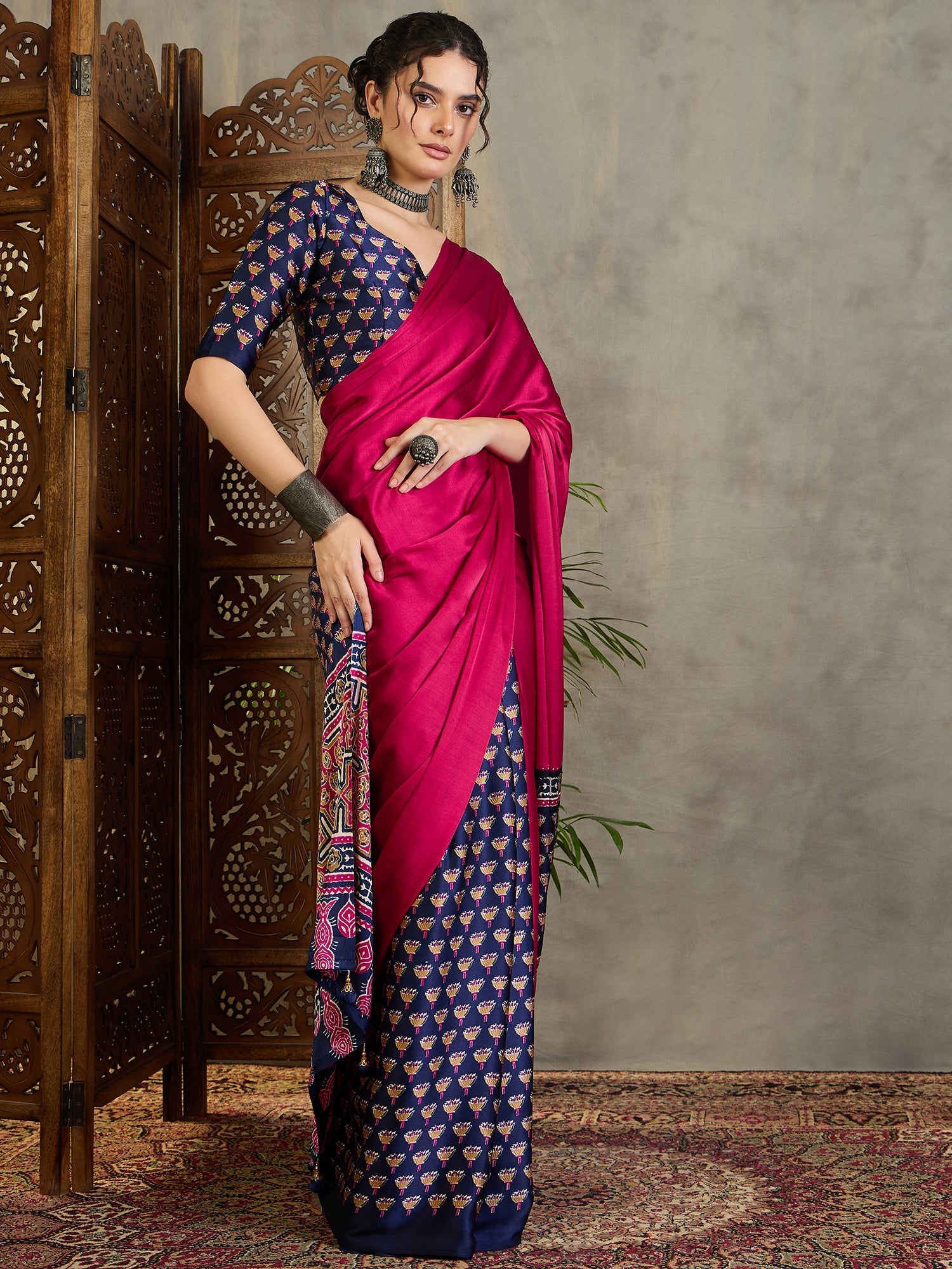 Eshanya Stylish Semi Modal Saree for Party & Festive Wear ClothsVilla