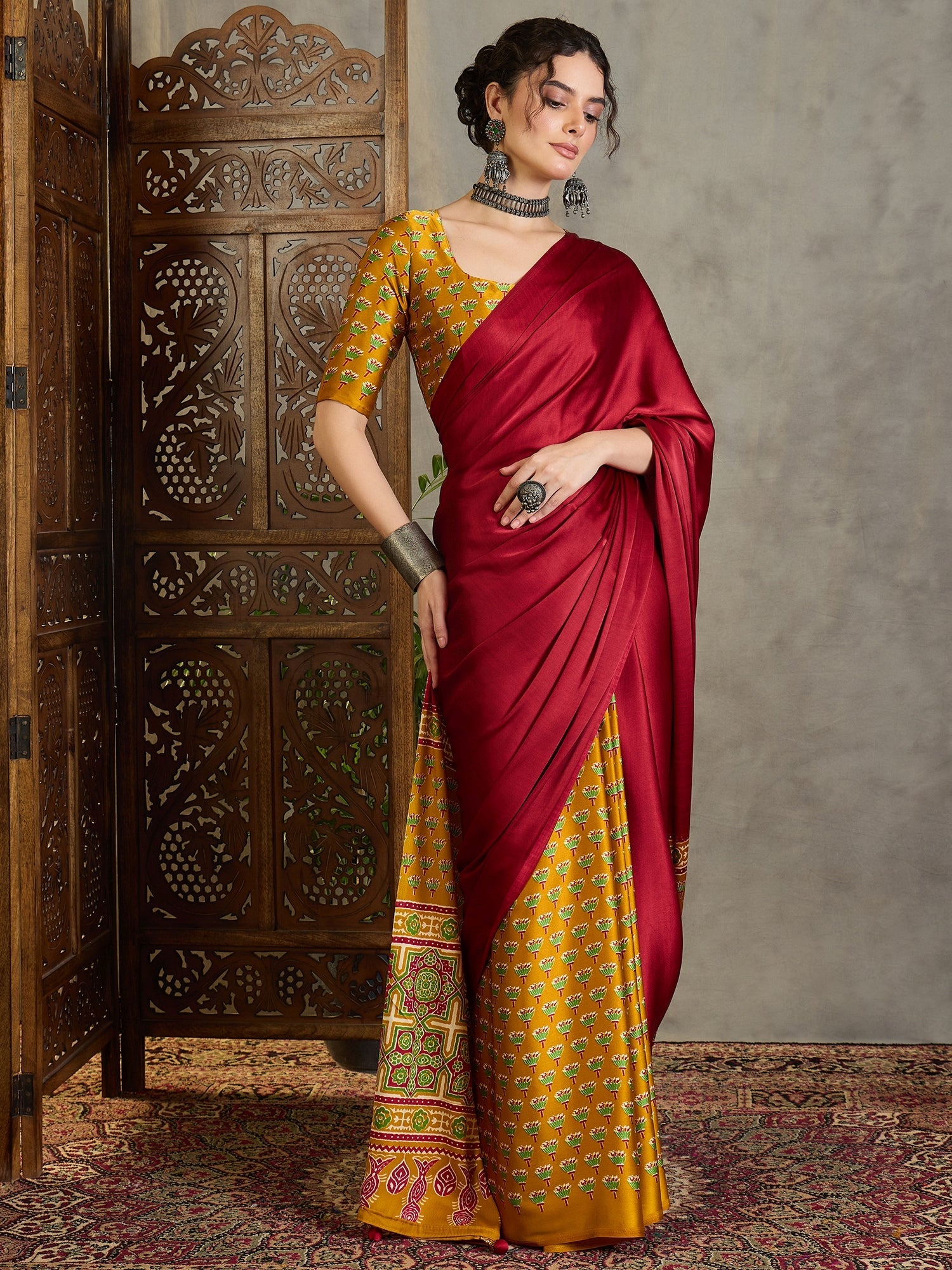 Eshanya Stylish Semi Modal Saree for Party & Festive Wear ClothsVilla