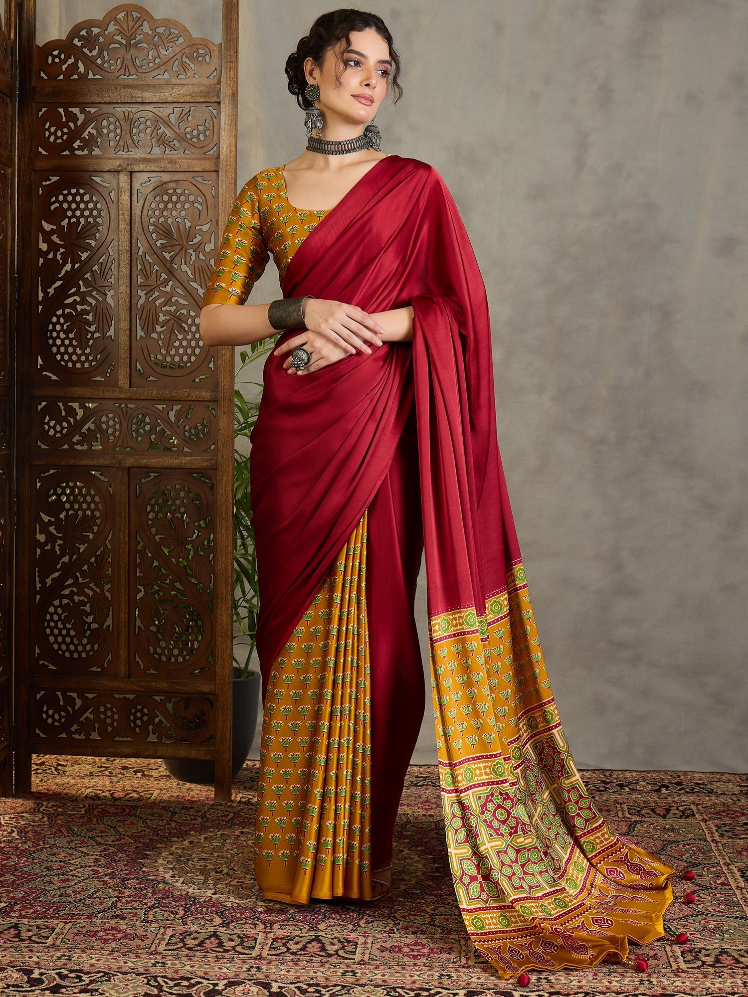 Eshanya Stylish Semi Modal Saree for Party & Festive Wear ClothsVilla